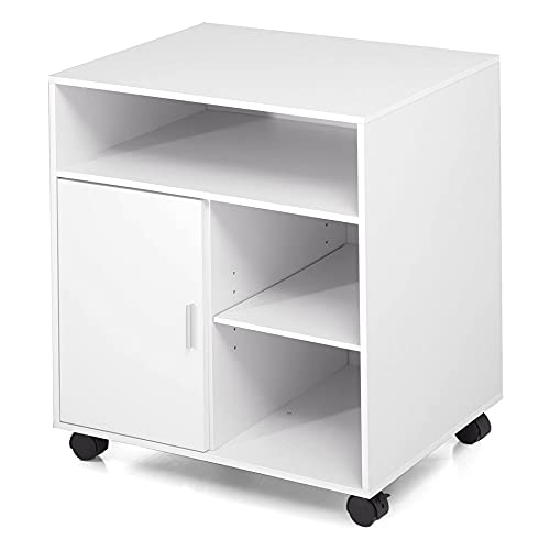 Fitueyes Office Cabinet Wood Mobile Printer Stand On Wheels For Storing File Folders, White, Ps406005Ww #TOP1