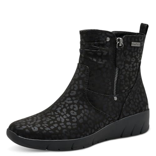 Jana Damen Boot Flat Tex + Vegan, Botas de Moda Mujer, Black Leo, 42 EU