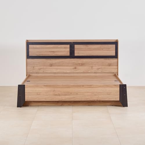 Image of Home Centre Helios Amberly Queen Bed |Engineered Wood with Box Storage Queen Bed| (Brown) |1 Year Warranty