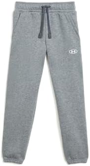 Under Armour Boys' Rival Fleece Joggers, (026) Castlerock Medium Heather / / White, Youth Medium