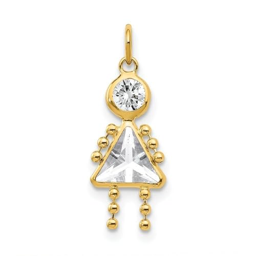 Roy Rose Jewelry 10K or 14K Yellow Gold Birthstone Kids Boy Girl Charm Pendant for Necklace - All Months