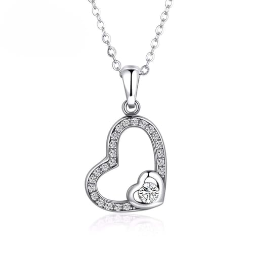 Colliers en Argent 925 avec pendentif cœur romantique d'une brillance éclatante
