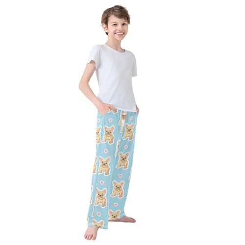 Boys' Pants Cute French Bulldog Blue Long Bottoms Jogger Pants Elastic Waist Trousers with Pockets S-XL4