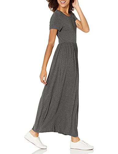 Image of Amazon Essentials Women's Short-Sleeve Fitted Waisted Maxi Dress (Available in Plus Size)