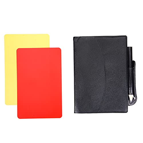 Matory Juego de tarjetas de árbitro de advertencia de árbitro rojo y amarillo con lápiz para deportes, juego de fútbol y baloncesto Cover