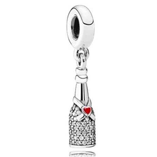 CWOne Designs S925 Sterling Silver Family Moments Love Heart Charm for Pandora Charm Bracelets. (Champagne)
