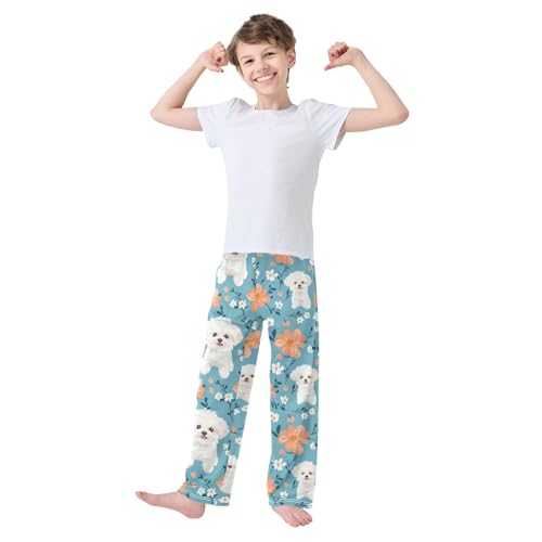 Maltipoo Boys Pants Boys Athletic Pants Long Pant for Boywith Pockets Wide-Leg Size 6-14Y3