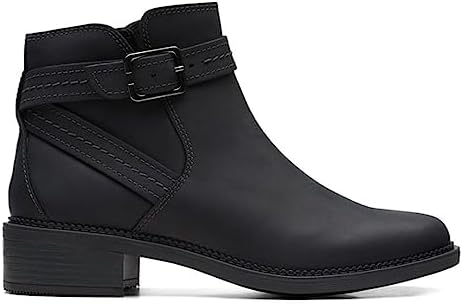 Clarks womens Maye Strap Ankle Boot, Black Leather, 7.5 US | Image 1