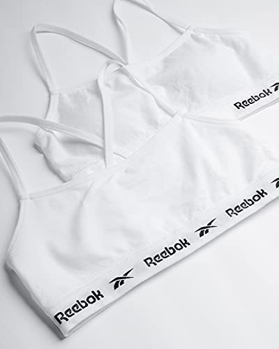 Reebok Girls Nylon/Spandex Seamless Bralette with Removable Pads (4 Pack)? (White/Pure White, Large)