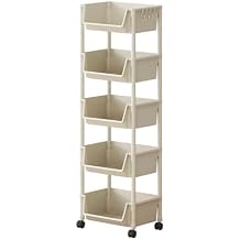 5-Tier Rolling Storage Rack with Wheels Shelves Shelf Storage Plastic Storages Shelving Shelf Rack Kitchen Storages Rack for Living Room Office Bathroom Garage Storage Shelves forfor Women