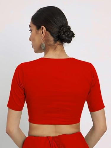 Image of Thevasa Women's Everyday Divine Depth V Neck Half Sleeves Blouse