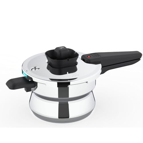 Image of Butterfly Duo Curve SS 3L Pressure Cooker|Induction Base| Halo Crown Spill Filter | Patented Pressure Lock Handle(4th Level Safety) | Float mechanism powered Optimal Steam Cooking | 5 Yr Warranty
