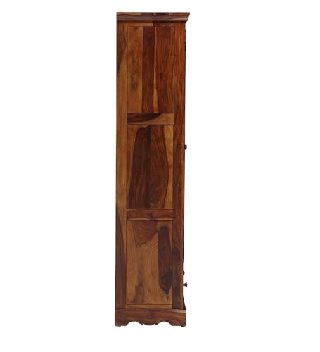 Image of Rajasthali Furniture Wooden 2 Door Wardrobe Organizer for Storage with 2 Drawer 4 Shelves - Sheesham Wood Cupboard for Bedroom - Wooden Almirah Organizer for Clothes Storage (Brian)