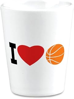 Style In Print Ceramic 2 Oz Shot Glasses I Love Basketball Olympics Bar Supplies Accesories, White, SHOT_THNSPORT143