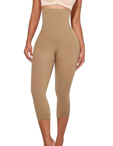 Takusun High Waisted Shapewear Leggings Seamless Capri Body Shaper
