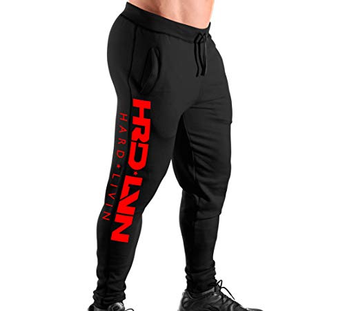 Monsta Clothing Co. Men's (ES:Hard Livin HRD-LVN) Gym Cuffed Joggers (G:BK-A:RD)