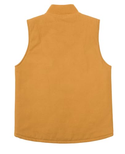 Image of ZENTHACE Mens Quilted Lined Duck Canvas Work Vest,Brass Zip Up
