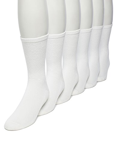 No Nonsense Men's Cushion Crew Socks (6 Pack) Made in USA, White, Sock Size:10-13/Shoe Size: 6-12, 6-12
