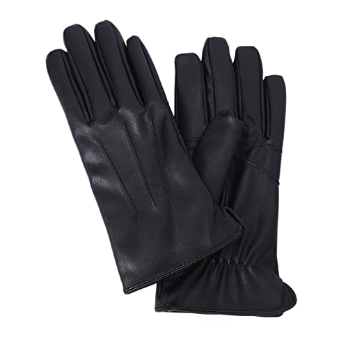 NOVBJECT Herren Lederhandschuhe Winter Full Hand Touchscreen Leder Fahren Klassische Warm Kaschmir Futter Outdoor Handschuhe Cover