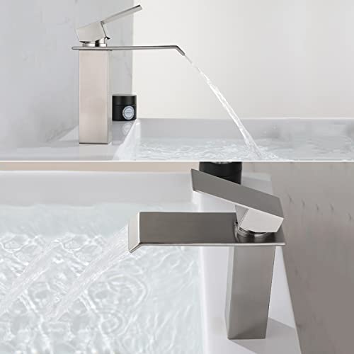 Robinet de salle de bain en acier inoxydable mitigeur cascade lavabo durable