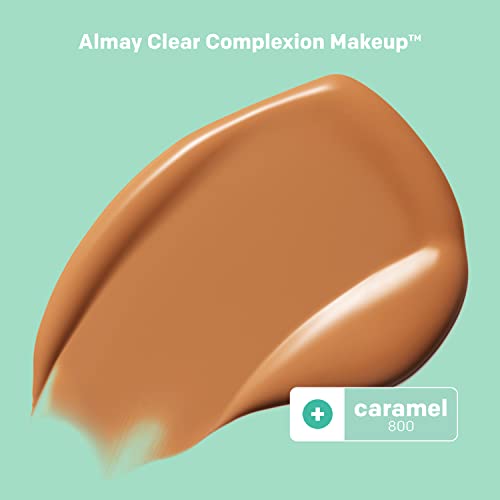 Almay 7260492013 Clear Complexion Acne Foundation Makeup With Salicylic Acid - Lightweight, Medium Coverage, Hypoallergenic, Fragrance-Free, For Sensitive Skin, 800 Caramel thumb #1