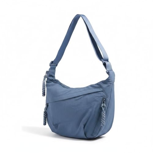 Image of GLOSSY Nylon Crescent Crossbody Sling Bag For Women and Girls, 3 Zippers, Lightweight, Travel and Casual use