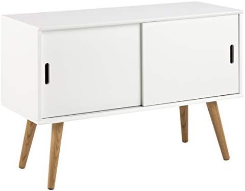 AC Design Furniture Mariela Sideboard with 2 Sliding Doors in White, Small Cabinet in Scandinavian Style, H: 88 x W: 68,2 x D: 38 cm