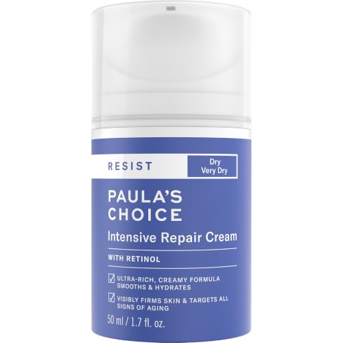 Paulas Choice RESIST Intensive Repair Face Moisturizer with Retinol Hyaluronic Acid & Jojoba Anti-Aging Face Cream for Dry Chapped Skin Fragrance-Free 1.7 Fl Oz.