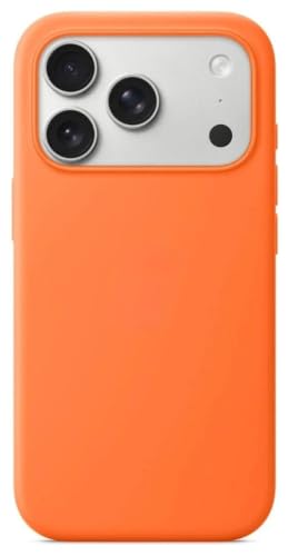 Image of Premium Liquid Silicone Case for iPhone 17 Pro - Slim Full Body Protective Back Cover with Soft Microfiber Lining, Anti-Slip Grip Scratch Resistant Phone Case (Orange)