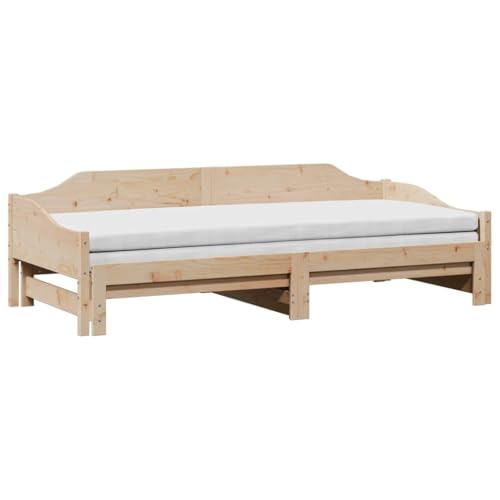 vidaXL Tagesbett, Gästebett Ausziehbar ohne Matratze, Schlafsofa Bettsofa für Wohnzimmer Schlafzimmer, Ausziehbett Bettgestell Sofabett, 90x200cm Massivholz
