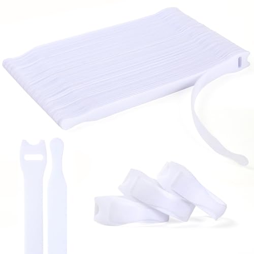 OneLeaf 110 fascette riutilizzabili per cavi, regolabili, 20,3 x 1,2 cm, multiuso, per organizzare casa, ufficio, data center, colore: bianco
