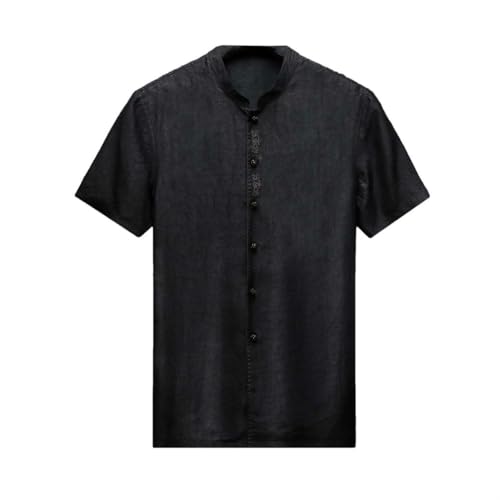 Chemise en soie homme style chinois à manches courtes pour un été décontracté