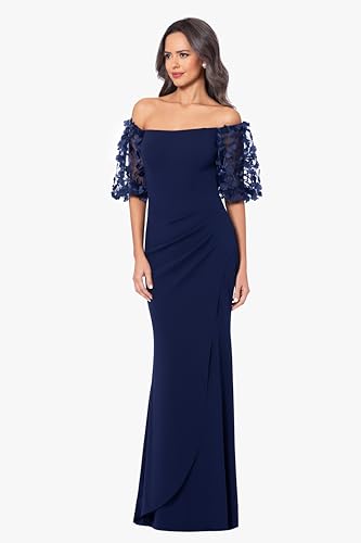 Xscape Women's Illusion Sleeve Off The Shoulder Long Dress (Reg and Petite)2