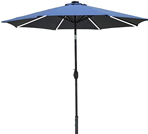 Outdoor Garden Parasols 2.7M Garden Parasol Umbrella 360-Degree LED Market Patio Umbrella with 8 LED Solar Lights Outdoor Patio Beach Sun Shade,Without Parasol Base