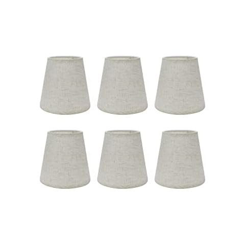 Tsnamay 6Pcs Ring Chandelier Shades,Linen Chandelier Lamp Shades,Small Lamp Shades Set of 6 for Lamps with Harps Support or Lamp Holder,E14 1.18"/30mm Deep linen(Ring) Cover