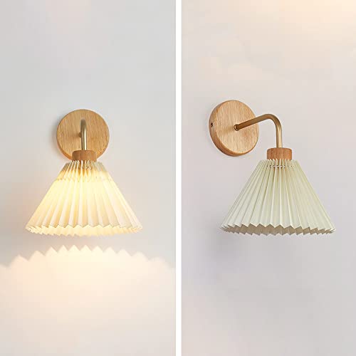 Apliques de pared de madera nórdica E27 con acabado moderno y pantalla textil 7