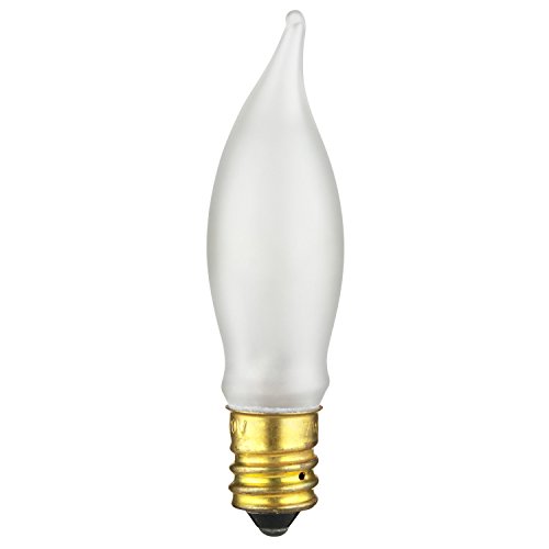 Sunlite 7Cff/25/12Pk Flame Tip 7.5W Incandescent Petite Chandelier Light Bulb, Candelabra (E12) Base, Frosted Bulb (12 Pack) #TOP1