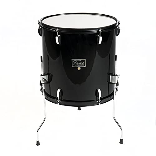 Fame First Step Floor Tom 16'x16', Hochwertiges Einsteiger-Trommelset, Mischholz, Piano Black, Robuste Stahlspannreifen, Inklusive Floor Tom Legs, Akkurate Stimmbarkeit, Modernes Design, Ideal für