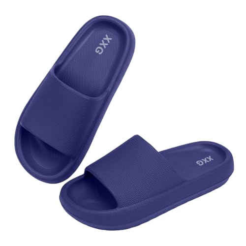 [XXG] 【理学療法士推奨】 スリッパ 室内 サンダル 厚底4cm 超軽量 静音 防滑 EVA 抗菌防臭 洗える ルームシューズ メンズ レディース 兼用 バス トイレ ベランダ対応 足包みフィット ダークブルー 26.5 cm-27.5 cmの商品画像（Amazon）