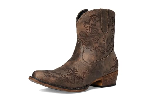 Image of ROPER Womens Short Stuff Embroidery Snip Toe Casual Boots Ankle Low Heel 1-2 inch