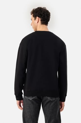 Image of SNITCH Men's Sweatshirt | Oversized Fit Graphic Print with Drop Shoulder & Crew Neck | Soft Cotton Blend Full Sleeve Pullover for Trendy Casual Wear