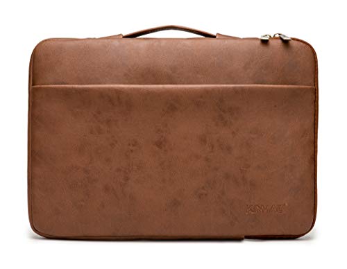 Kinmac 360° Heavy Duty Protective Laptop Computer Sleeve case Bag Cover with Handle for MacBook Pro 14 inch,14 inch-14.4 inch HP Lenovo Dell ASUS Acer Laptop (Coffee PU)