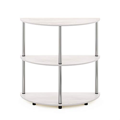 Image of Furinno Frans Turn-N Half Round Console Table with Stainless Steel Tubes, White Oak, 15.6D x 31.1W x 30.8H in