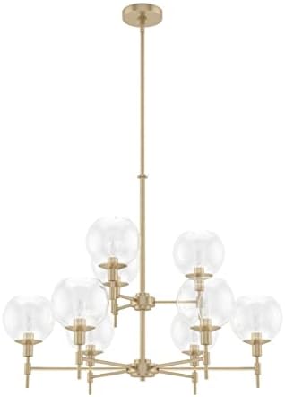 Hunter - Xidane 9-light Alturas Gold, Large Chandelier, Dimmable, Round Shaped, for Bedrooms, Kitchens, Dining, Living Rooms - 19745