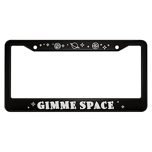 oFloral Gimme Space Aluminum Alloy License Plate Frame Planets and Stars Cute Cool Shiny Galaxy Applicable to US Standard Car Metal Car Tag Frame Funny Front Plate Cover Holder for Women Men(1 Pack)