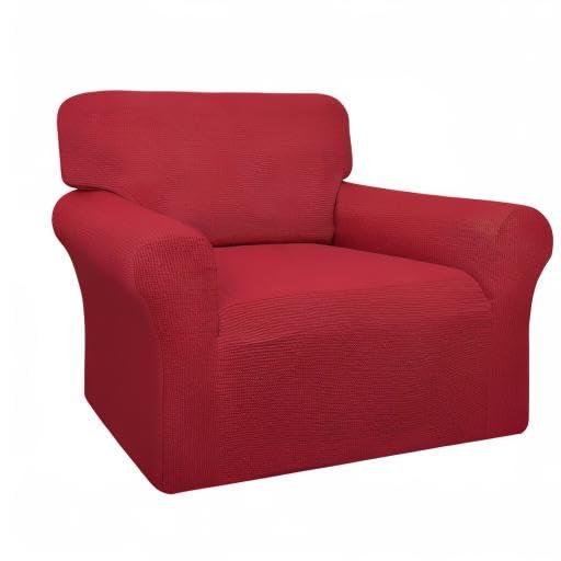 Image of Easy-Going 100% Waterproof Chair Couch Cover, Stretch Jacquard Sofa Cover | Dual Waterproof Sofa Slipcover, Leakproof Furniture Protector for Kids, Pets, Dog and Cat (Loveseat, Christmas Red)