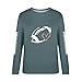 Game Day Sweatshirt for Women Football Graphic Sweatshirts Funny Long Sleeve Shirt Football Season Pullover Tops Army Green