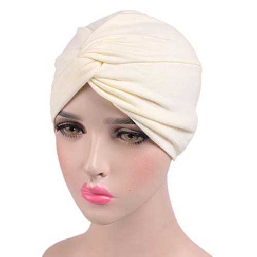 Chemo Sleep Turban Headwear Scarf Beanie Cap Hat For Cancer Patient Hair Loss (Beige) #TOP1