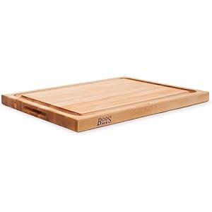 John Boos Boos Block CB Series Large Reversible Wood Cutting Board with Juice Groove, 1.5-Inch Thickness, 24″ x 18″ x 1 1/2″, Maple