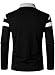 HOOD CREW Men’s Long Sleeve Polo Shirt Casual Slim Fit Shirts Contrast Color Patchwork T Shirts Cotton Tops Black L